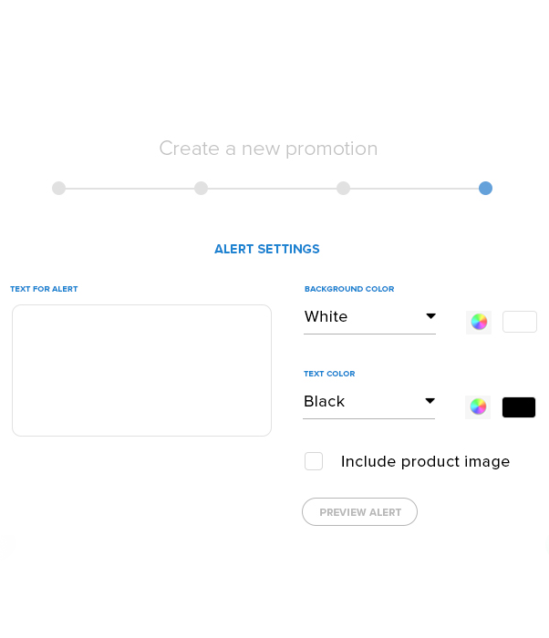 Promotional message customization controls from the Swagify dashboard